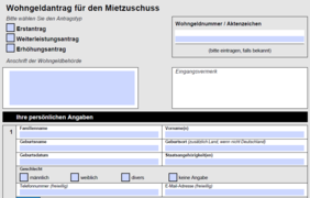 Zu sehen ist ein Teil der ersten PDF-Seite des Wohngeldantrages.